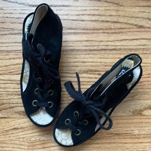 FLY London black suede Yaba sandal size 40